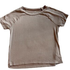 American Eagle soft & sexy tee blush mauve w/ white stripes